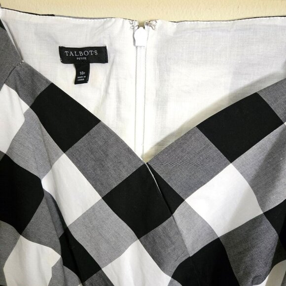 Talbots Zinnia Gingham Fit & Flare Poplin Dress Sweetheart NecklineSize 10p - Picture 9 of 11